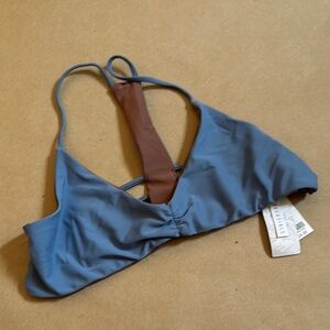 Full Tilt Blue and Brown Bikini Top